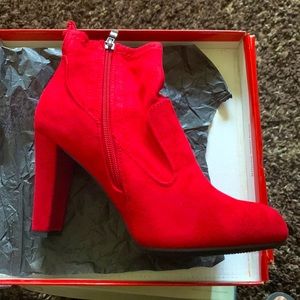 Red Swede ankle bootie